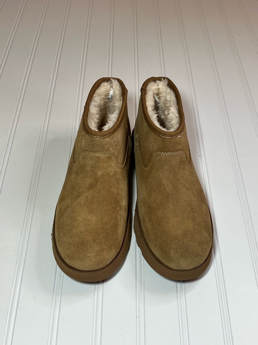 Time and Tru Women's Size 10 Tan Suede Slip-On Fur-Lined Boots NWT